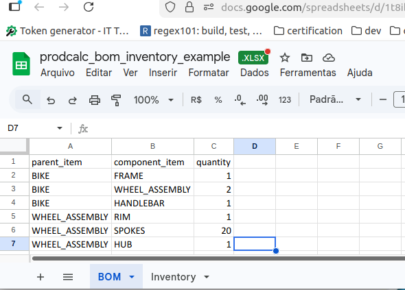 Spreadsheet used as MRP